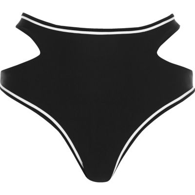 Black cut out high waisted bikini bottoms